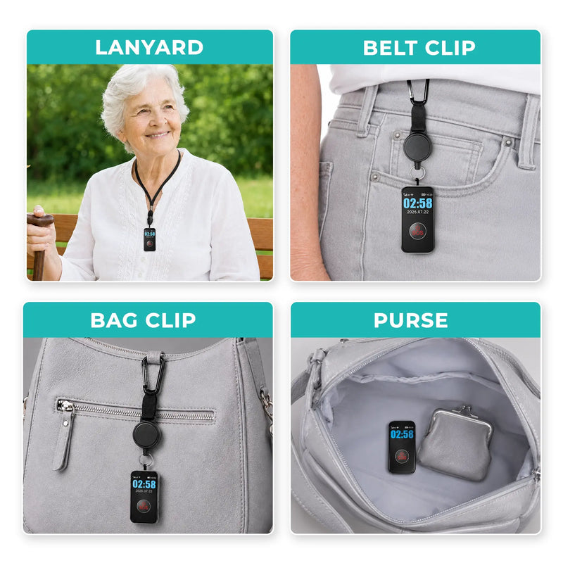 Wearable pendant GPS fall detection medical alert system for seniors with SOS emergency assistance wearable options.