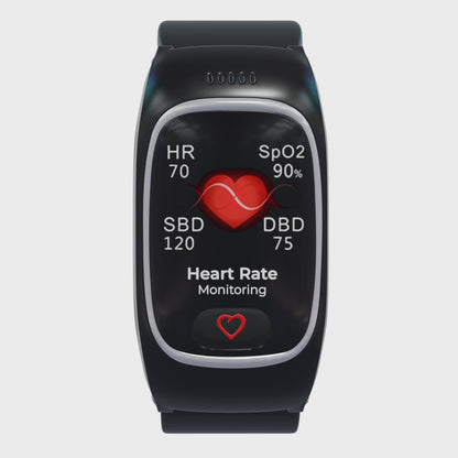 Senior smartwatch with SOS button, real-time GPS tracking, fall detection, and
calling feature, designed for elderly safety with caregiver monitoring app.